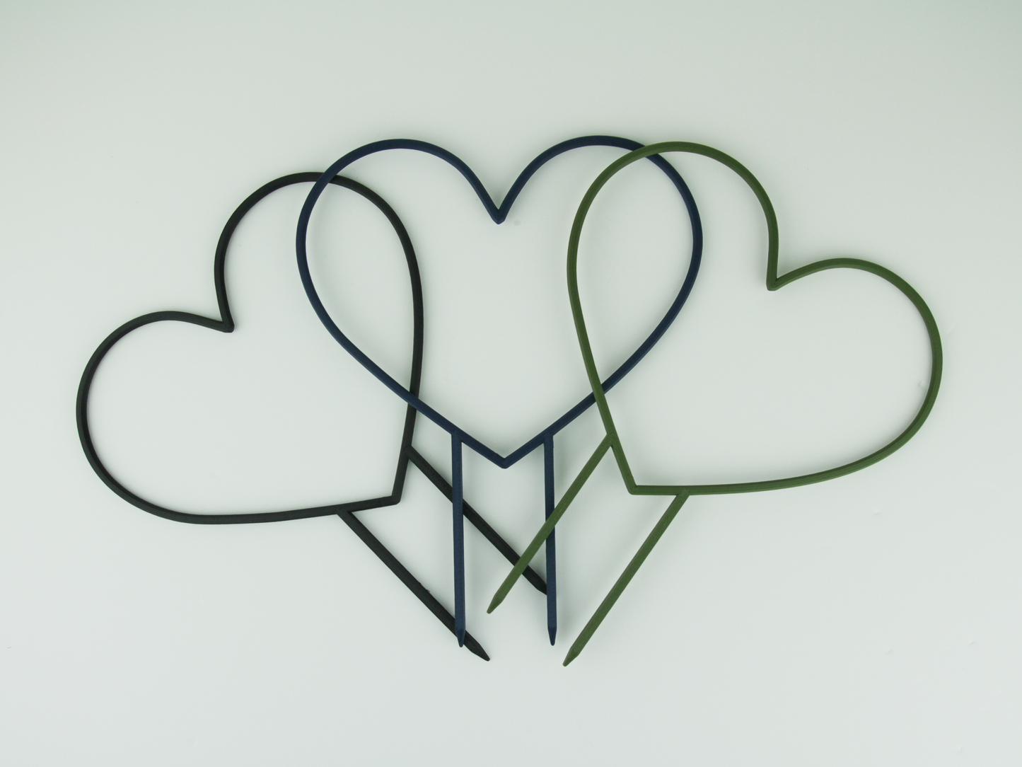 Black, Midnight blue and Sage Green color heart shaped trellises