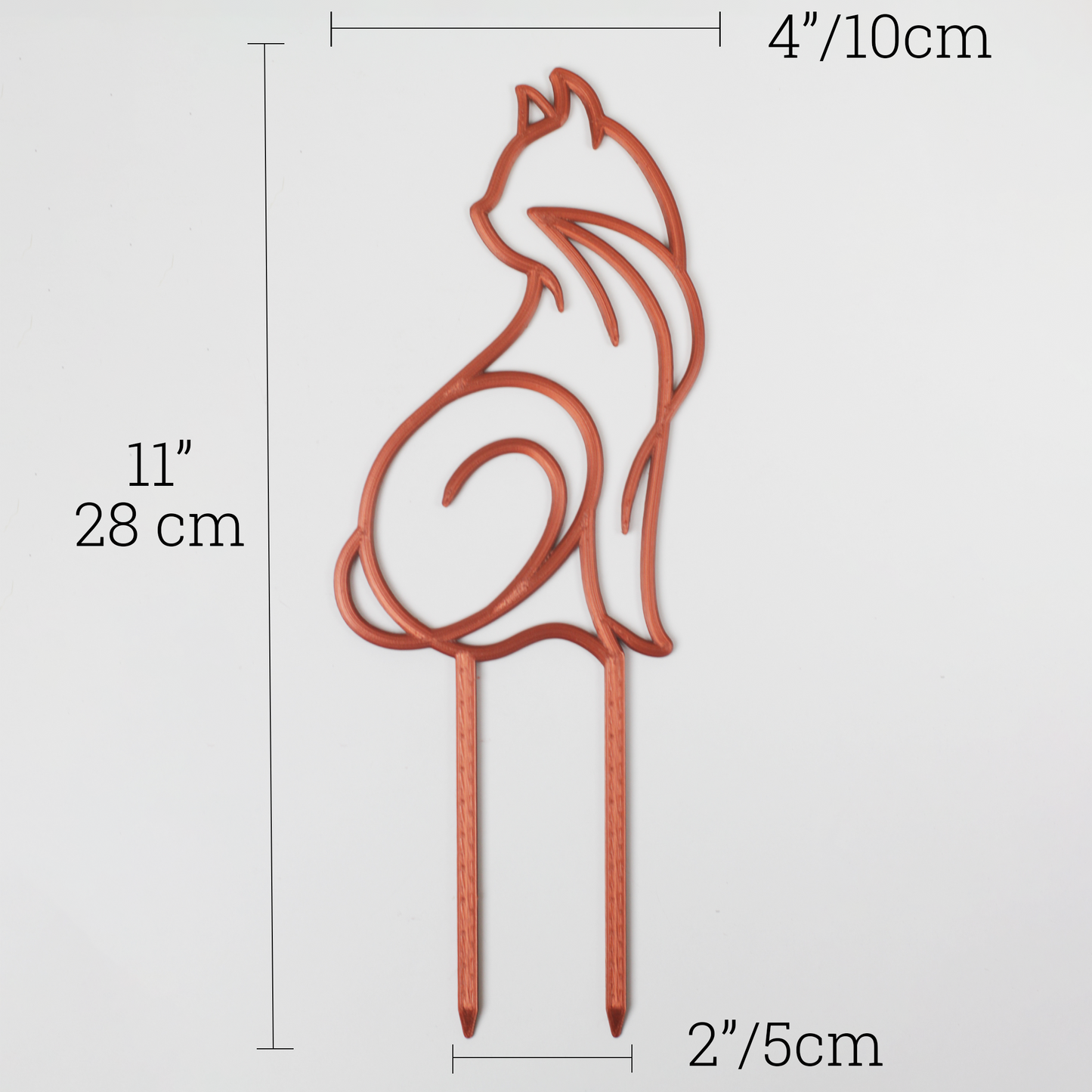 A cat trellis against a white background showing the dimensions which is 11inches tall and 4 inches wide.