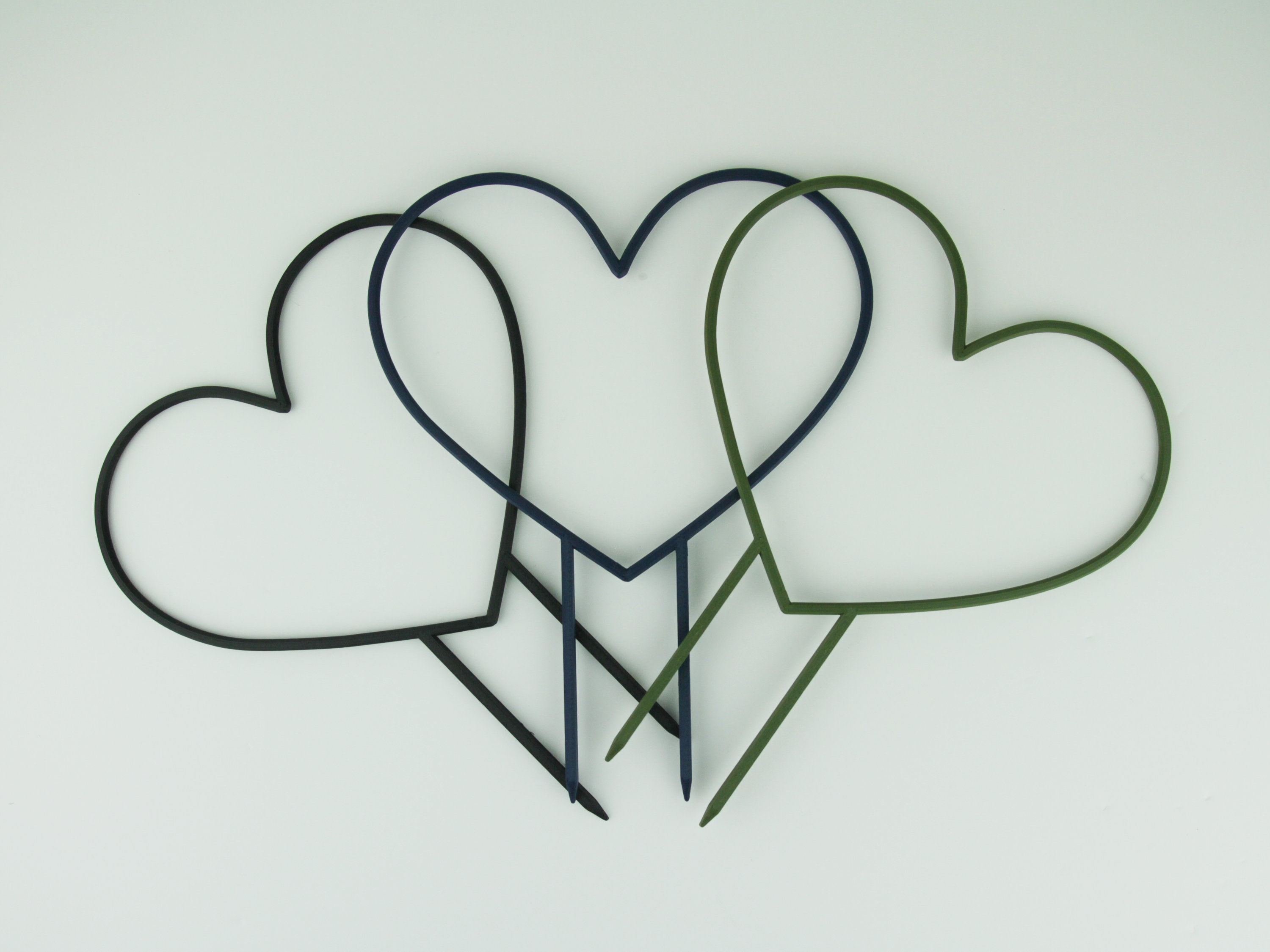 Black, Midnight blue and Sage Green color heart shaped trellises