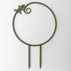 Gecko circle trellis in army green, the gecko's tail forming the circle