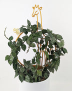 Giraffe circle trellis with the giraffe's head poking out the top, surrounded by hoya vines