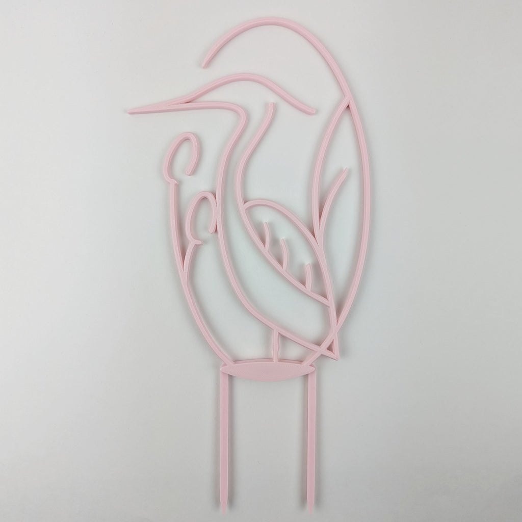 Heron trellis in pastel pink on a white background