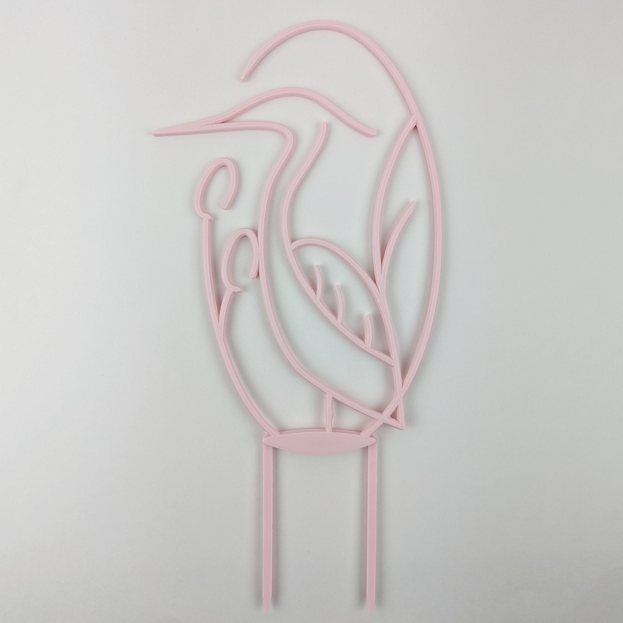 Heron trellis in pastel pink on a white background