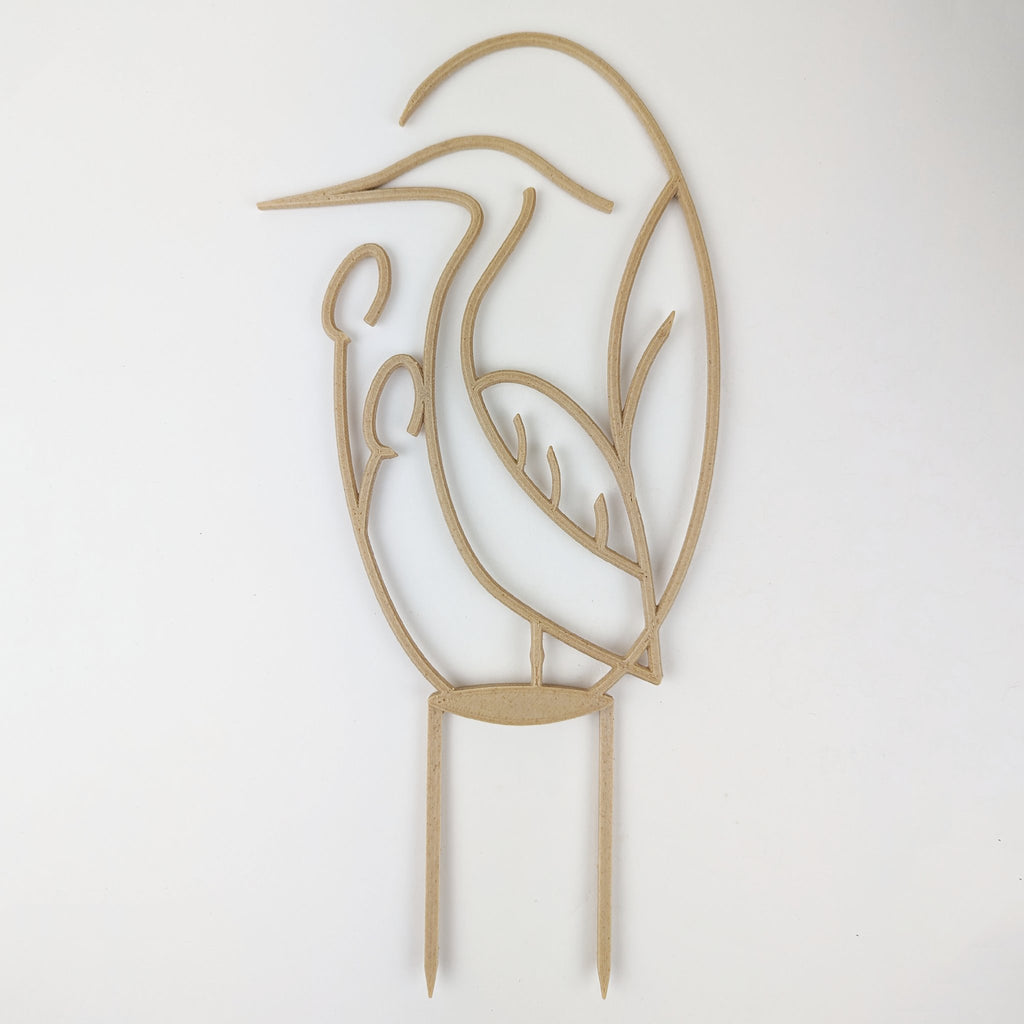 Heron trellis in wood on a white background
