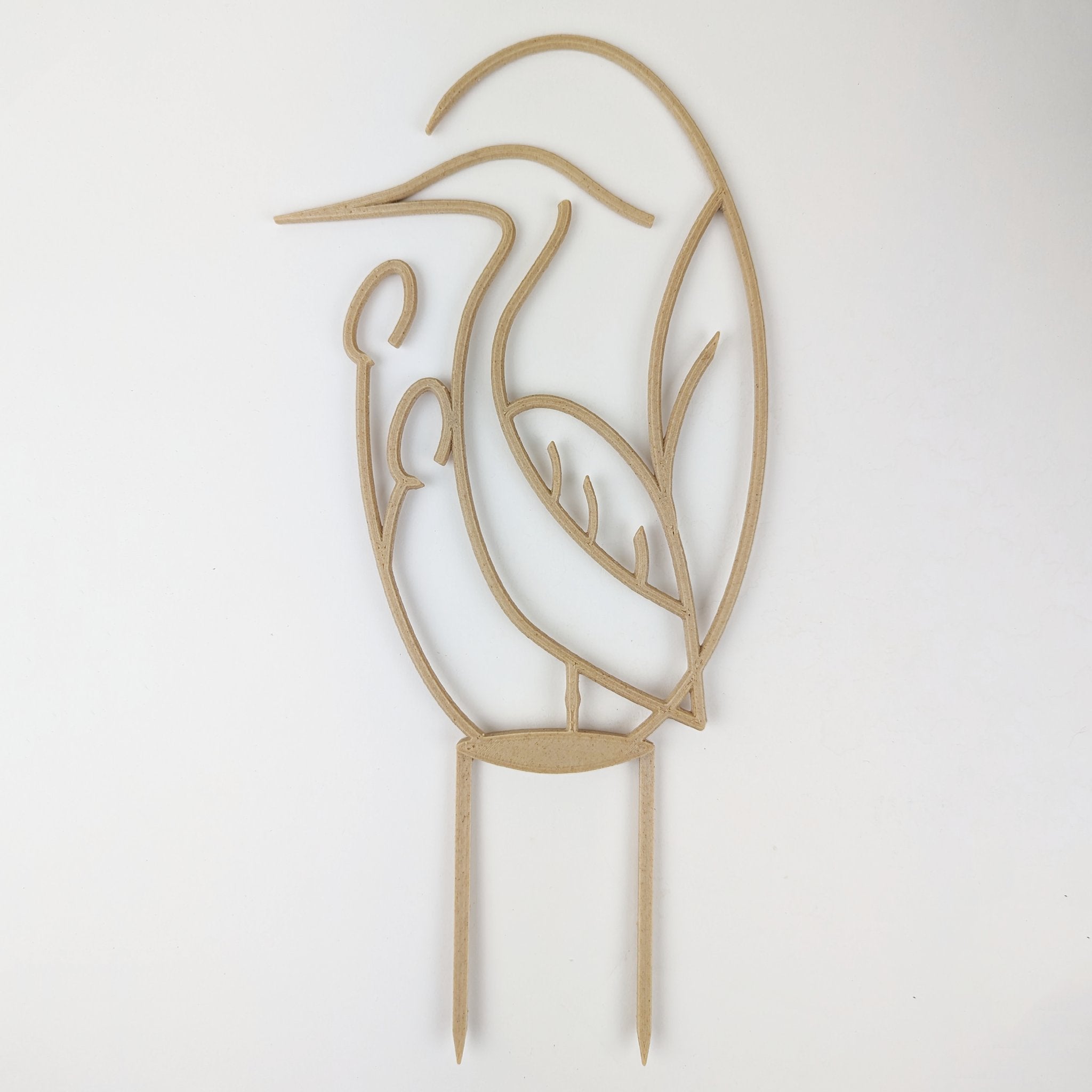 Heron trellis in wood on a white background