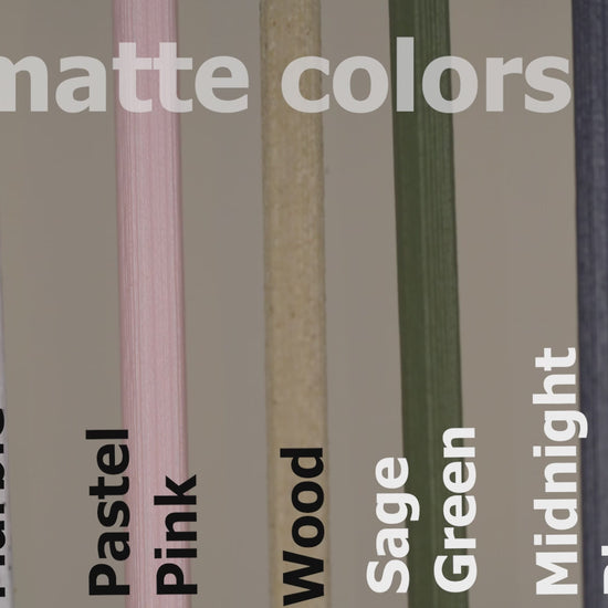 A video showing all the matt color offerings. Each colour stick is slowly spinning.