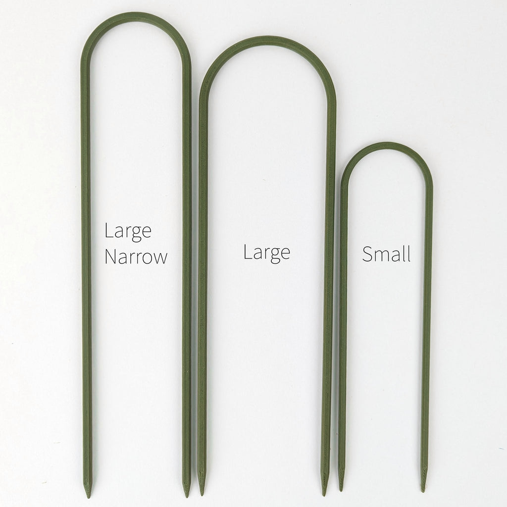 All three sizes of U trellises in army green, side by side
