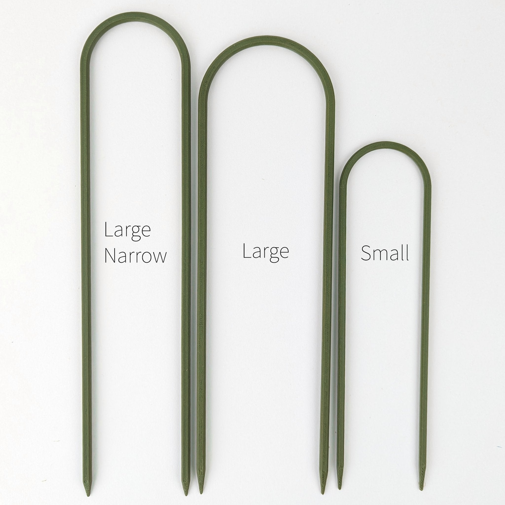 All three sizes of U trellises in army green, side by side