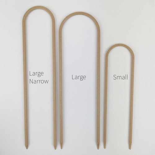 All three sizes of U trellises in wood, side by side
