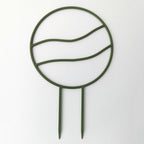 Wavy circle trellis in army green on a white background