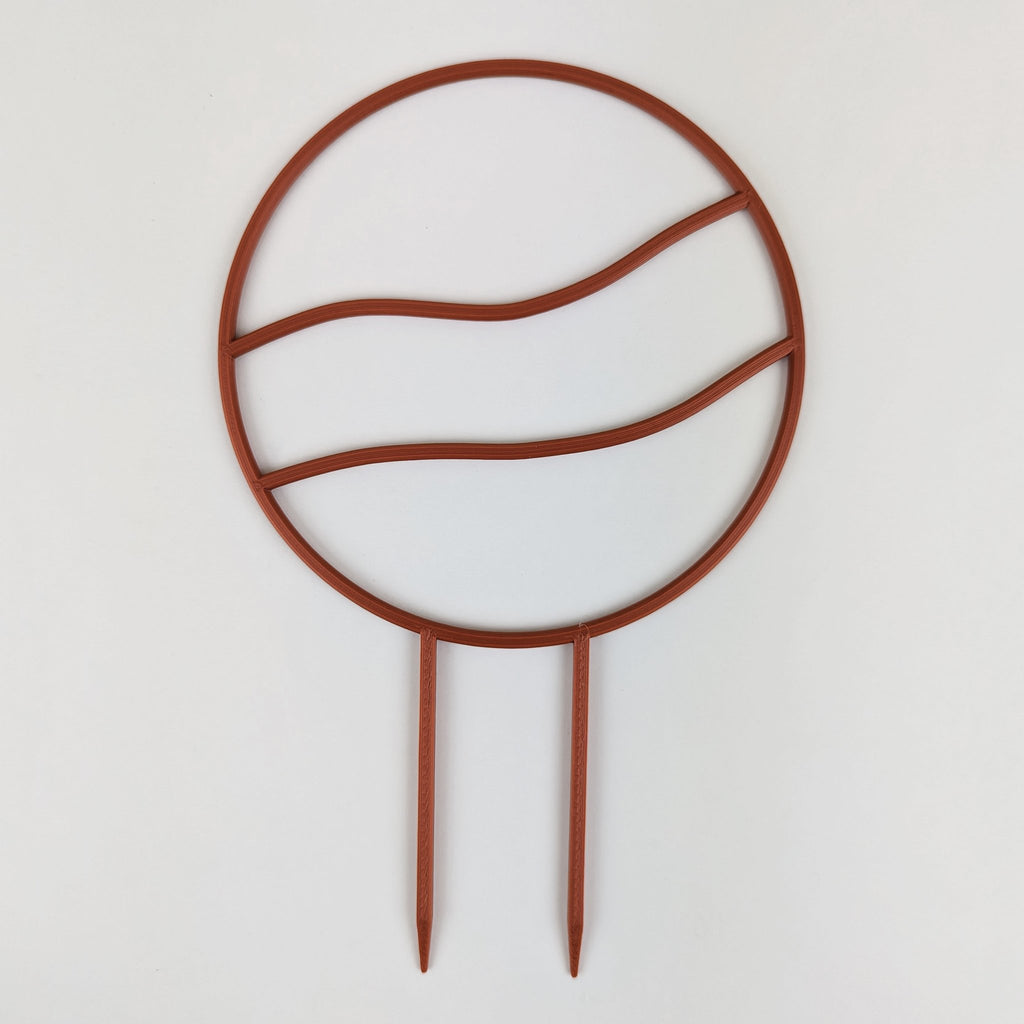 Wavy circle trellis in copper on a white background