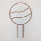 Wavy circle trellis in wood on a white background