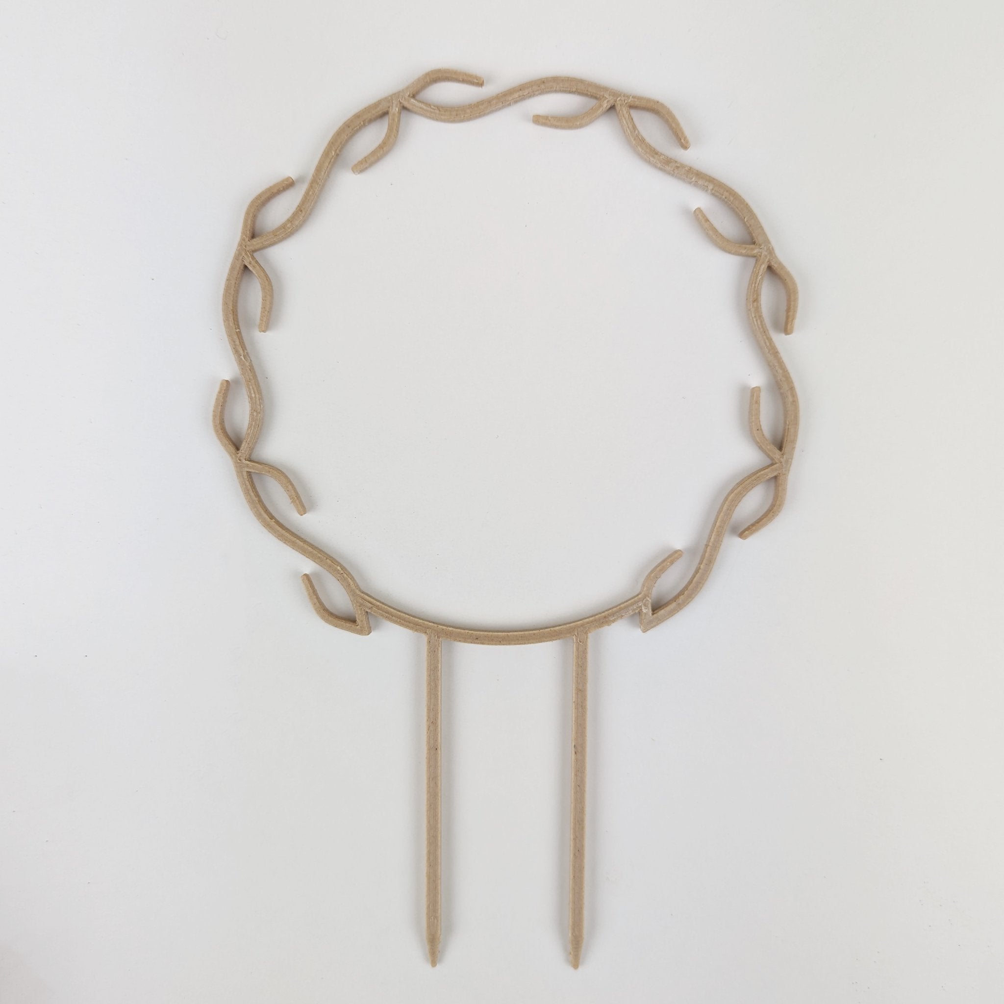 Wreath trellis in wood, built-in hooks circling like a wreath