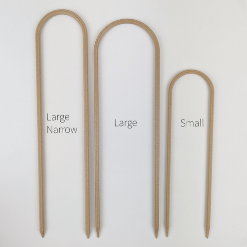 All three sizes of U trellises in wood, side by side